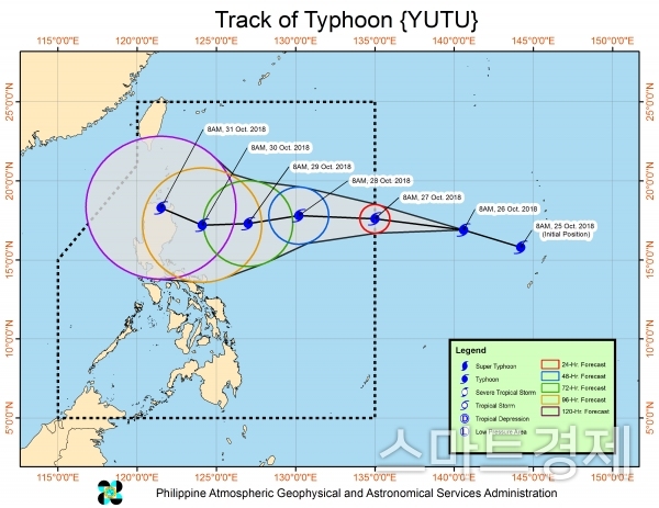 필리핀 PAGASA 제26호 태풍 위투 예상 경로 / 사진=필리핀 PAGASA