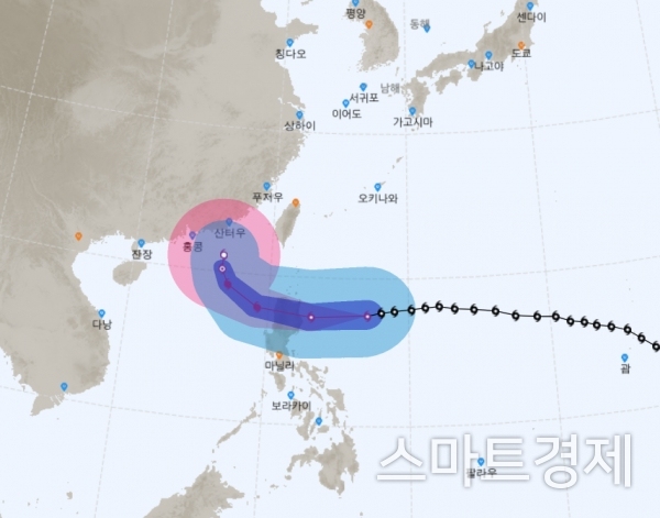 제26호 태풍 위투는 중국 남부 및 홍콩 부근으로 향할 전망이다 / 사진=기상청