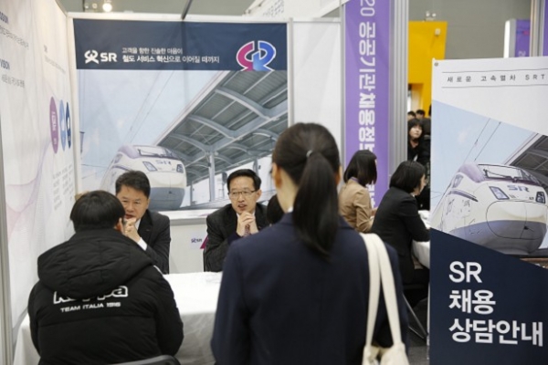 수서고속철도 SRT 운영사 SR은 지난 8일부터 9일까지 서울 양재동 aT센터에서 열린 ‘2020 공공기관 채용정보 박람회’에 참여해 2000명의 구직자에게 상담과 설명회를 진행했다. 사진=SR.