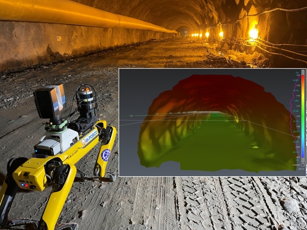 포스코건설이 최근 국내 최초로 ‘포천~화도 고속도로 4공구’ 터널공사에 고성능 측정장비를 탑재한 자율보행 로봇을 적용해 시공 안전 · 품질 관리에 나서고 있다. 사진=포스코건설.