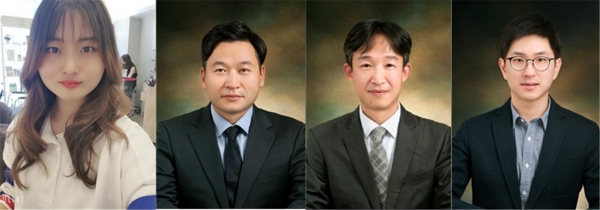 이호진(왼쪽 두 번째) 숭실대 IT대학 전자정보공학부 교수, 박창근 교수, 홍순기 교수, 이원우 박사과정생, 사진=숭실대.