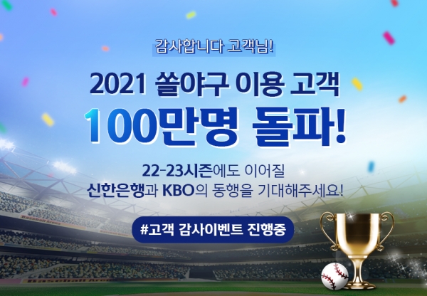 신한은행의 야구 특화 플랫폼 ‘쏠야구’가 연간 이용고객 100만명을 넘어섰다. 사진=신한은행.