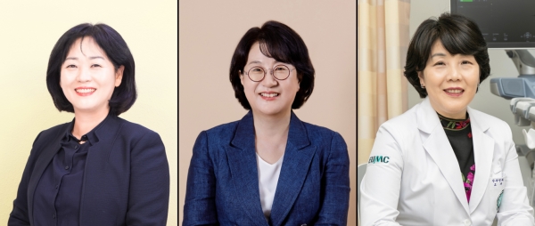 ‘빛나는 이화인’상 수상자인 김용연(왼쪽부터)·이해영·문혜성 이화여자대학교 동창. 사진=이화여대.
